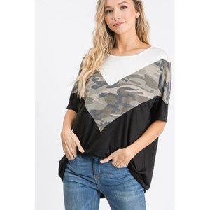 Heimish Camo Color Block Top